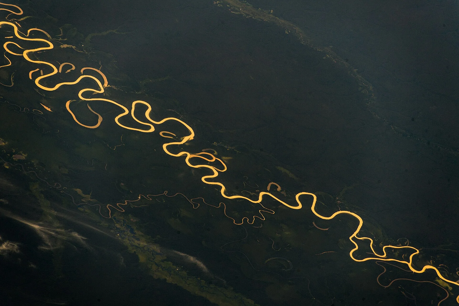Hero image for the Services page showing an aerial view of the Amazon river basin in northern Brazil.